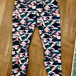 Fabletics Pink and Blue Camouflage Leggings